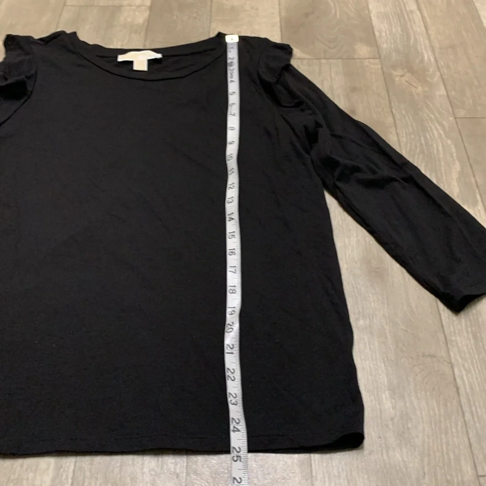 Womens Michael Kors Ruffled Sleeve‎ Crewneck Minimalist Top Shirt
